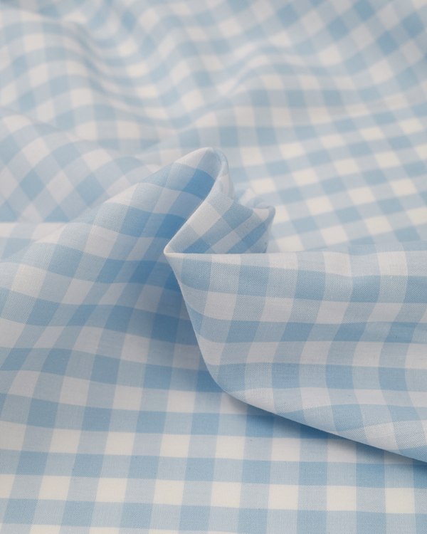 Yarn Dyed Cotton Fabric - 9mm Gingham Baby Blue