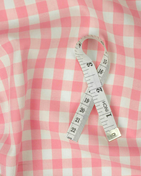 Yarn Dyed Cotton Fabric - 9mm Gingham Baby Pink