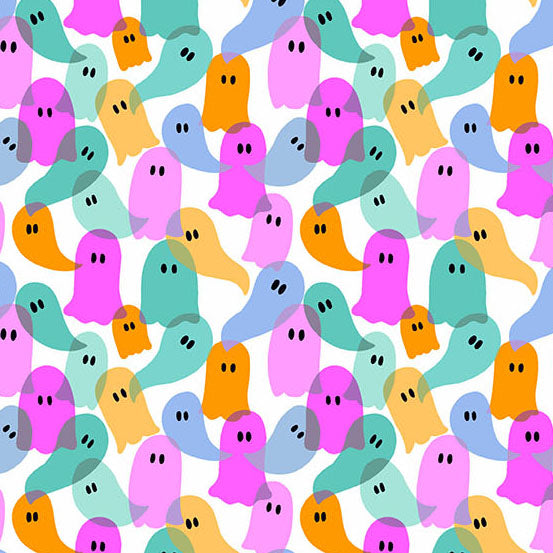 Patchwork Cotton Fabric - Ghostly Garden - Ghost Party Multi