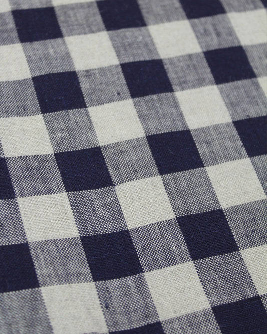 Laundered Linen Gingham Fabric - Navy