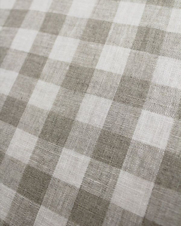 Laundered Linen Gingham Fabric - Oat
