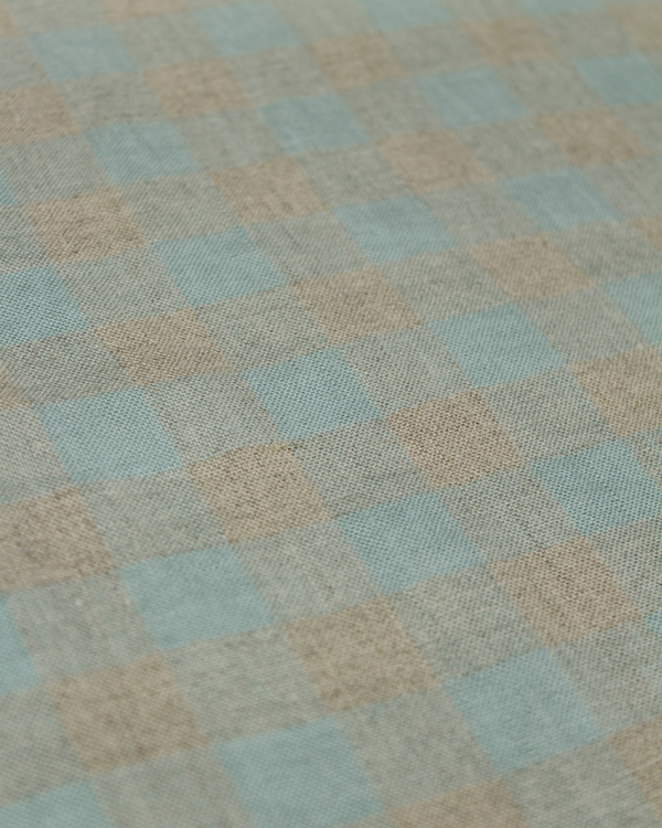 Laundered Linen Gingham Fabric - Spa