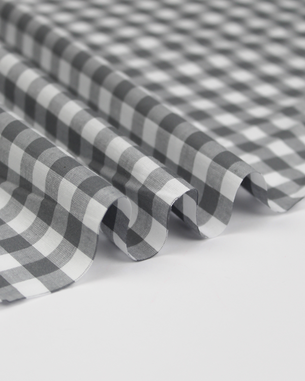 Yarn Dyed Cotton Fabric - 9mm Gingham Grey