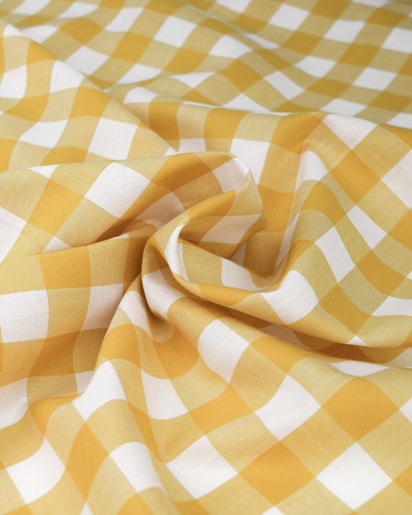Yarn Dyed Cotton Fabric - 17mm Gingham Ochre