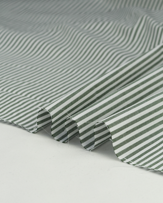 Yarn Dyed Cotton Fabric - 3mm Stripe Evergreen
