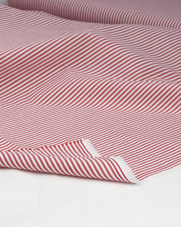 Yarn Dyed Cotton Fabric - 3mm Stripe Red