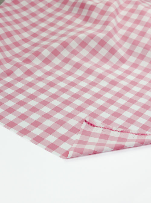 Yarn Dyed Cotton Fabric - 17mm Gingham Baby Pink