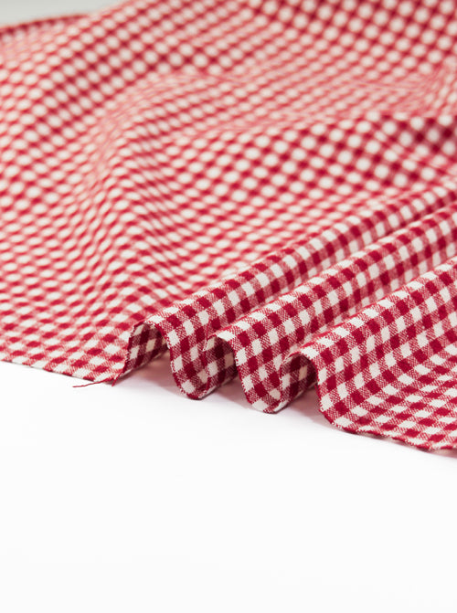 Organic Washed Cotton Mini Gingham Fabric - Strawberry