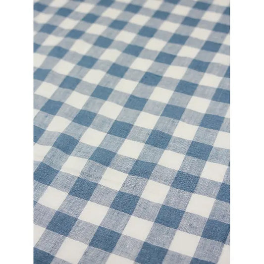 Laundered Linen Gingham Fabric - Delft – view 2 – Truro Fabrics