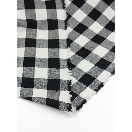 Organic Washed Cotton Jumbo Gingham Fabric - Black | Truro Fabrics