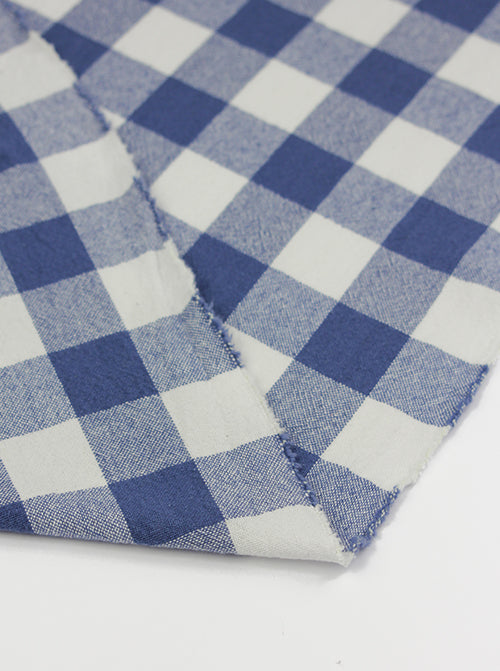 Organic Washed Cotton Jumbo Gingham Fabric - Blueberry