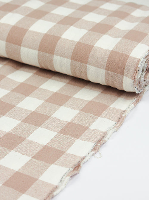 Organic Washed Cotton Jumbo Gingham Fabric - Shell