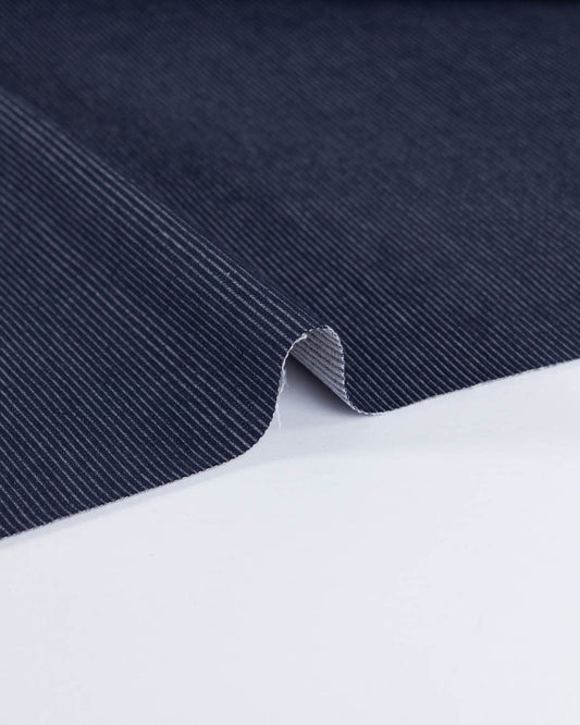 Corded Stripe Stretch Denim Fabric - Indigo