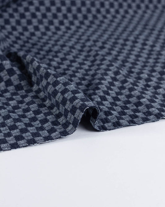10.5oz Mini Checker Jacquard Denim - Indigo