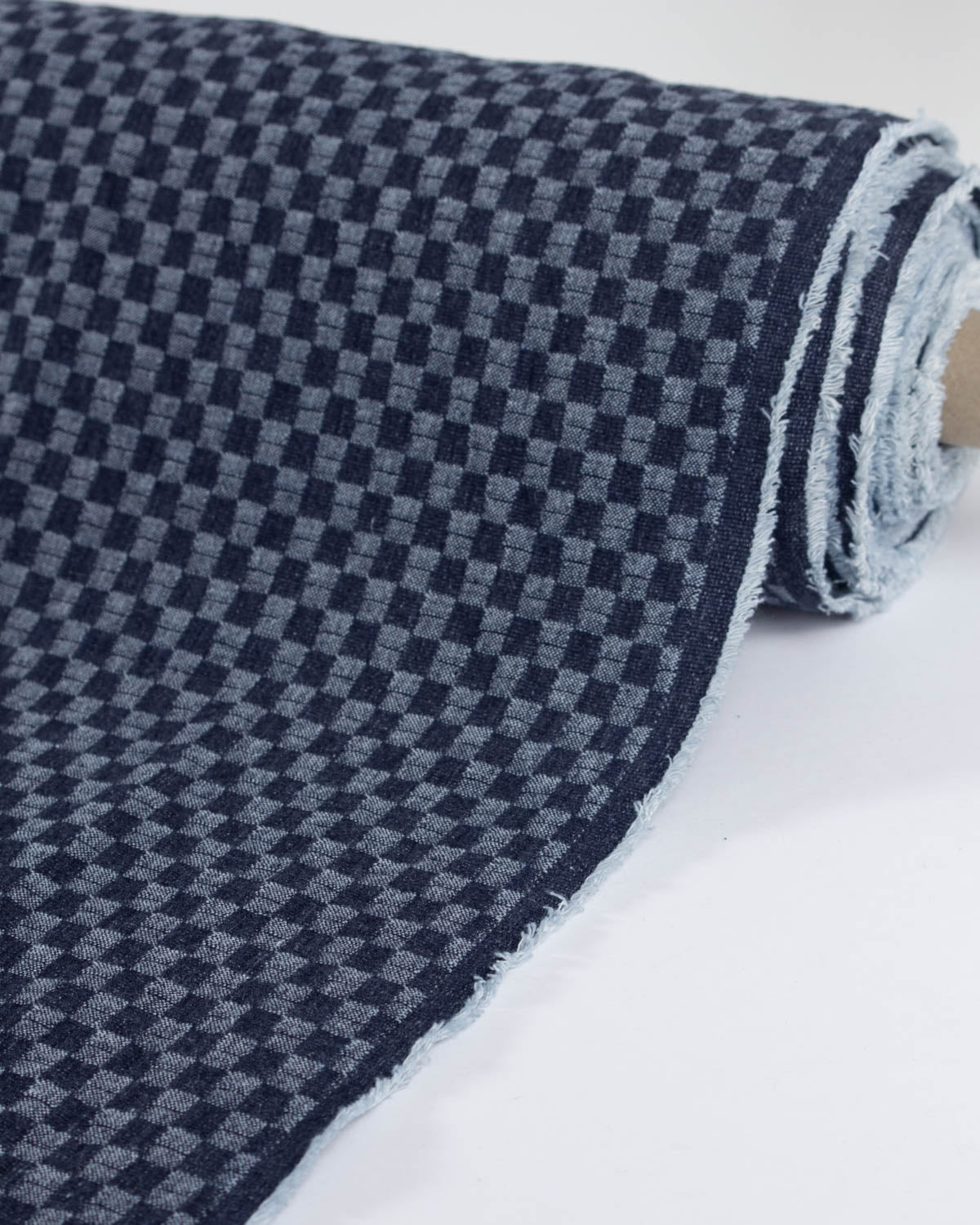 10.5oz Mini Checker Jacquard Denim - Indigo