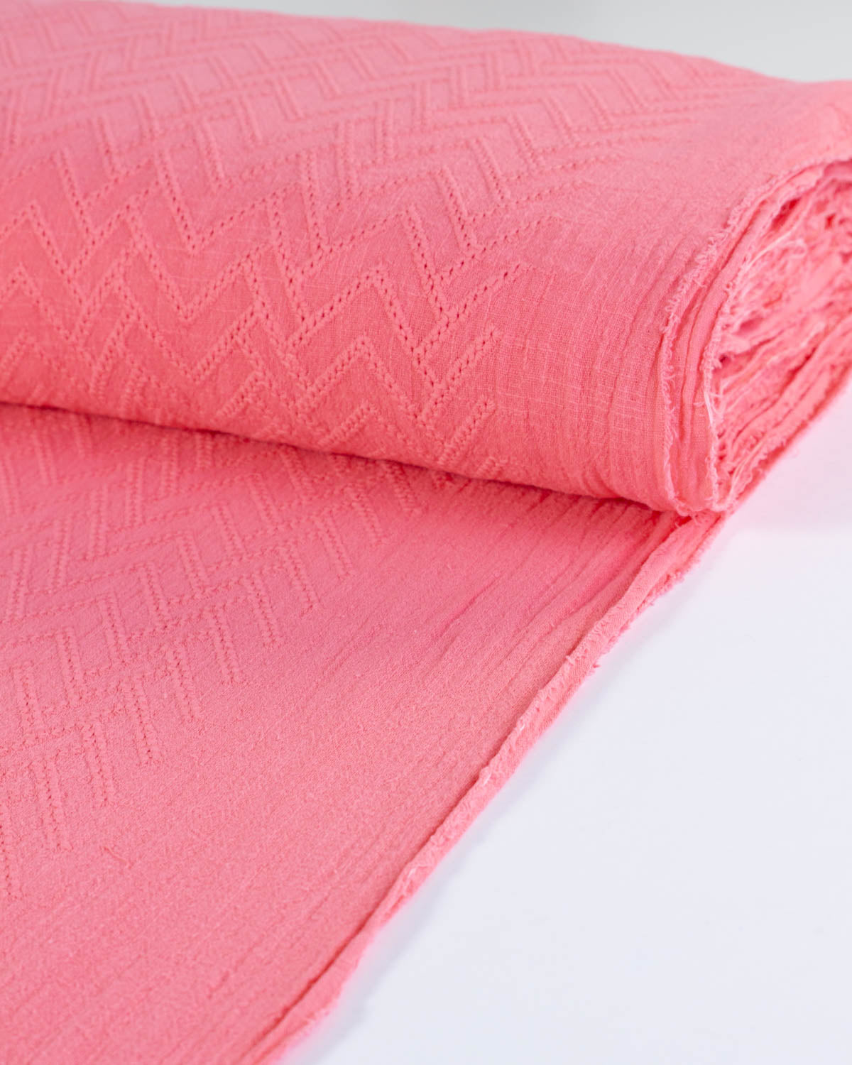 Cotton Gauze Broderie Anglaise Fabric - Lychee