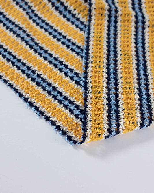 Cotton Blend Lace Rib Knit - Seaside Stripe