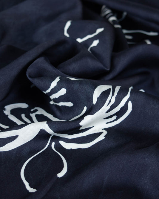 Viscose Satin Fabric - Indigo Ink