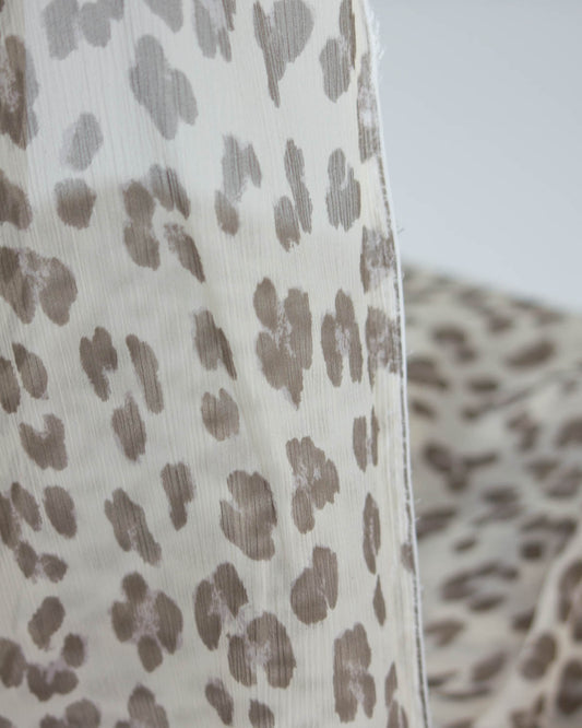 100% Silk Chiffon Fabric - Vintage Leopard