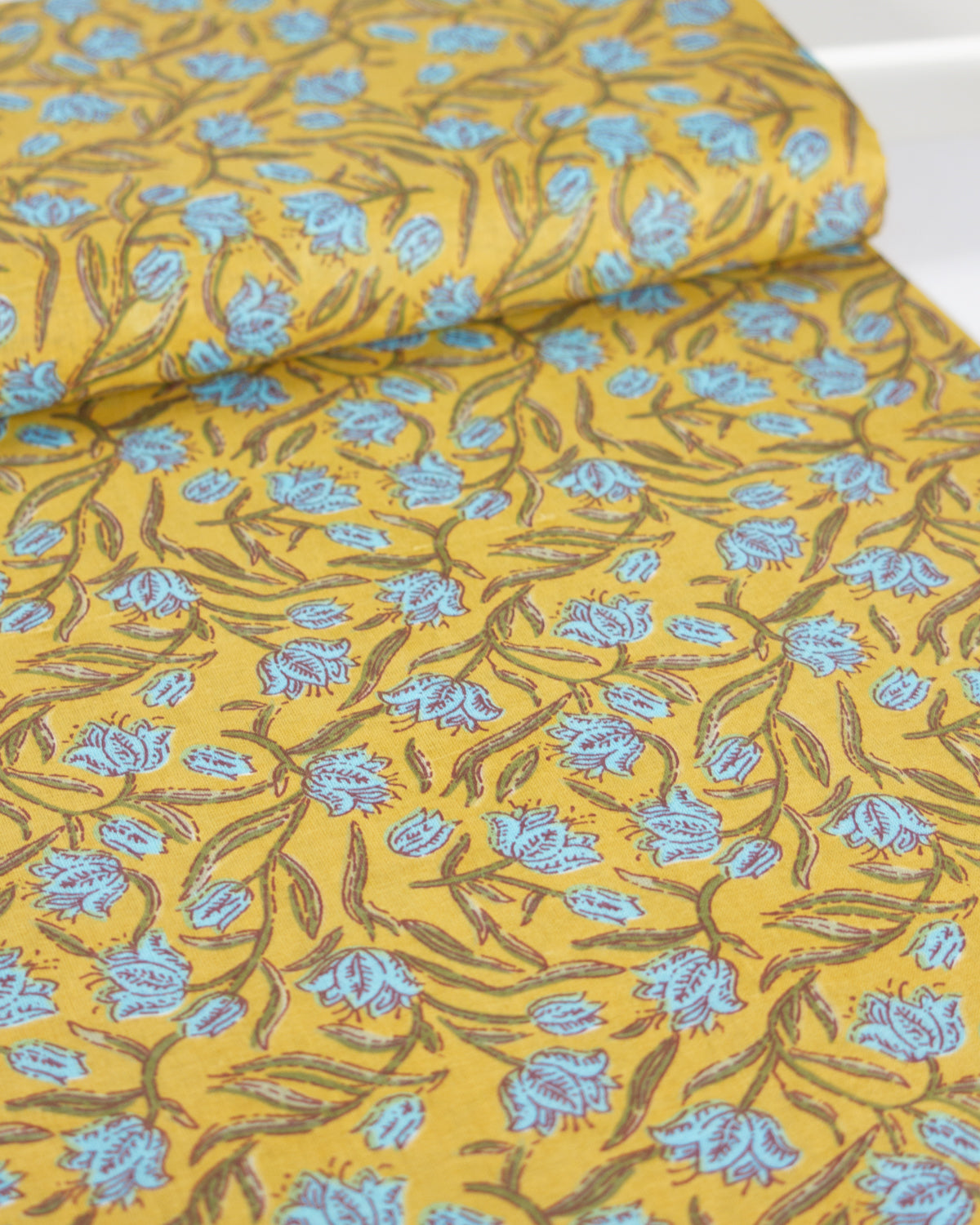 Block Print Cotton Fabric - Jaipur Marigold