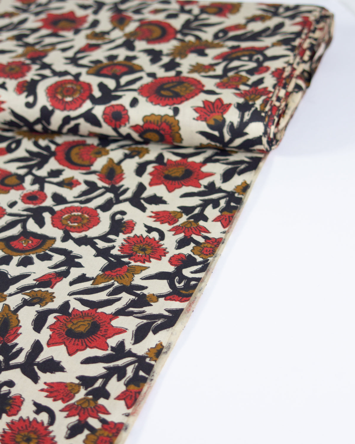 Block Print Cotton Fabric - Jaipur Poppy
