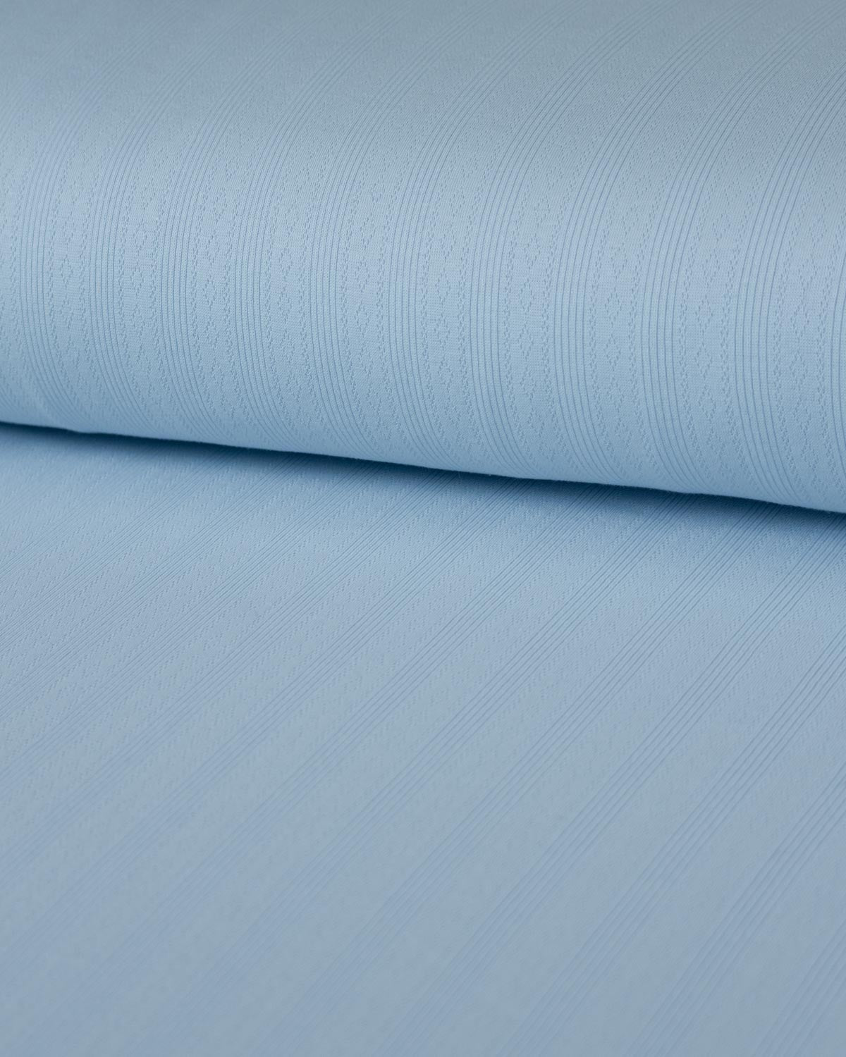 Cotton Stripe Pointelle Fabric - Baby Blue