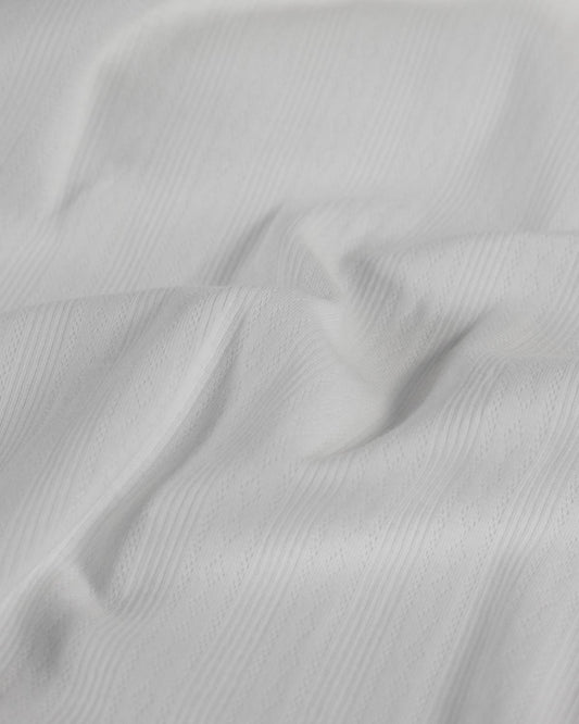 Cotton Stripe Pointelle Fabric - Ivory