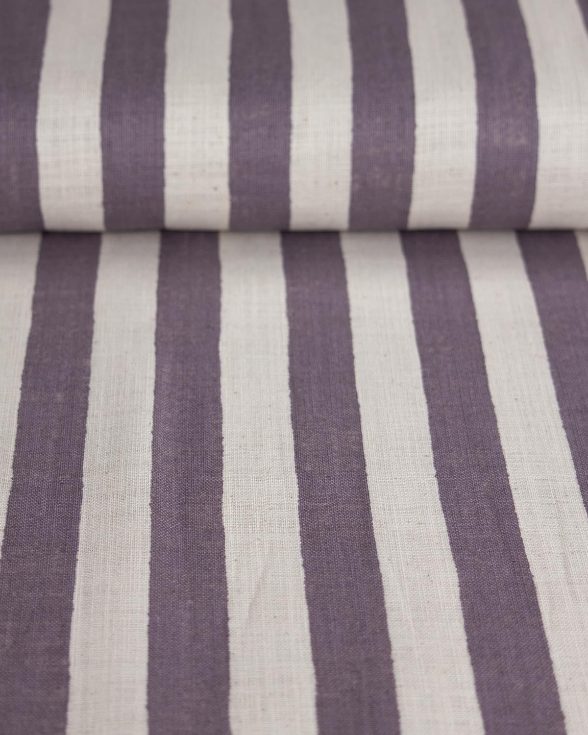 Japanese Linen Look Cotton Fabric – Freehand Stripe Grape
