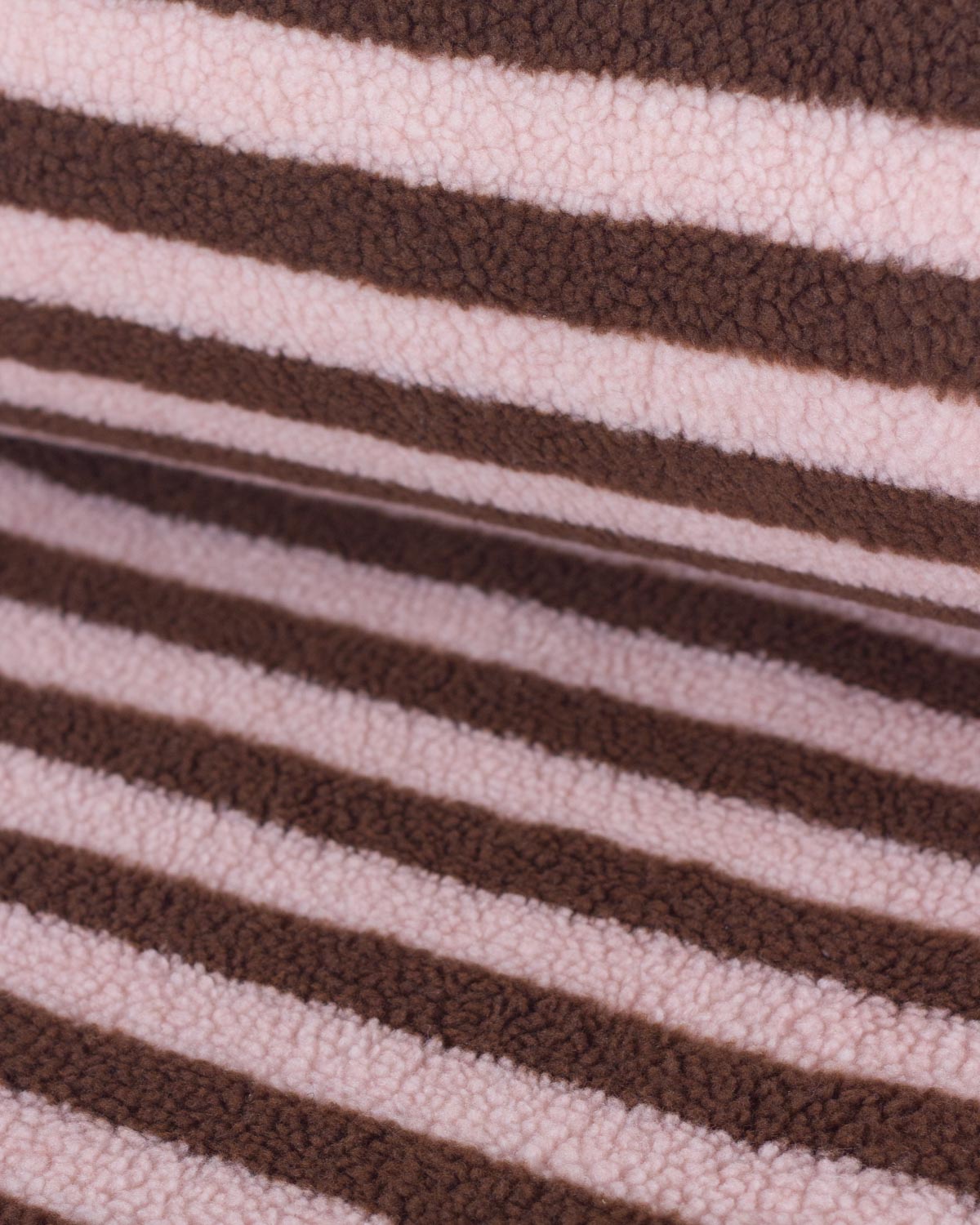 Teddy Sherpa Fleece Fabric - Pink & Chocolate Stripe