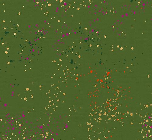 Green canvas with colourful metallic confetti pattern