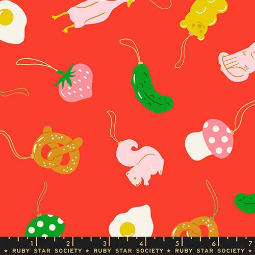 Ruby Star Society Cotton Fabric - Merry Happy - Find the Pickle - Red Lollipop