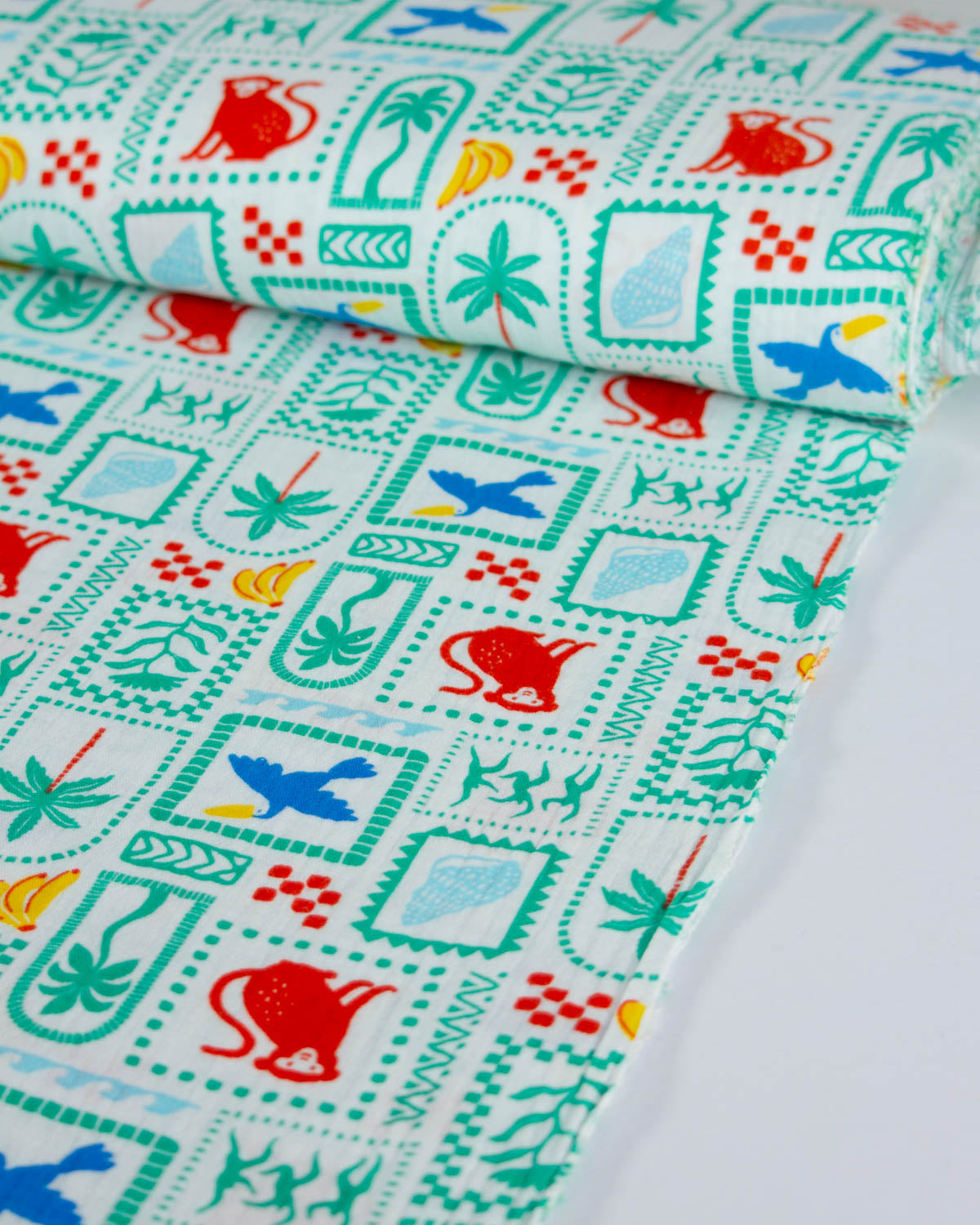 Cotton Double Gauze Fabric – Holiday Postcard