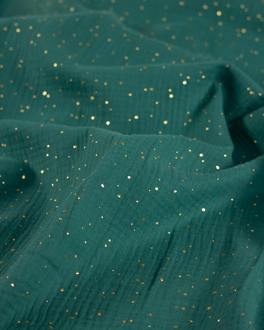 Gold Speckle Cotton Double Gauze Fabric - Evergreen