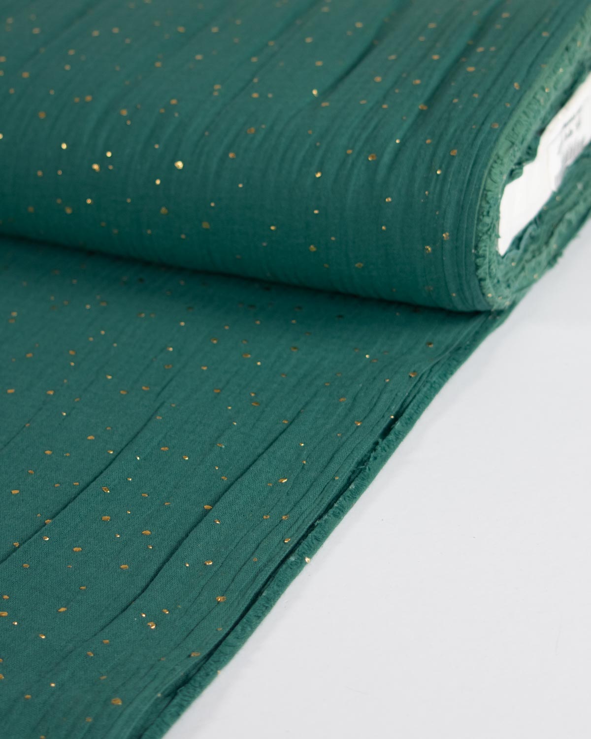 Gold Speckle Cotton Double Gauze Fabric - Evergreen