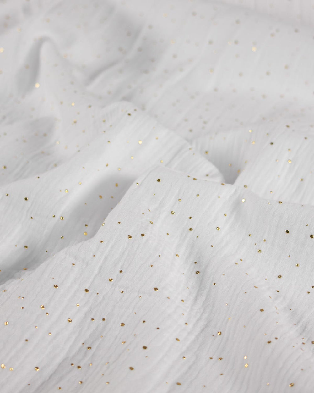 Gold Speckle Cotton Double Gauze Fabric - Snow