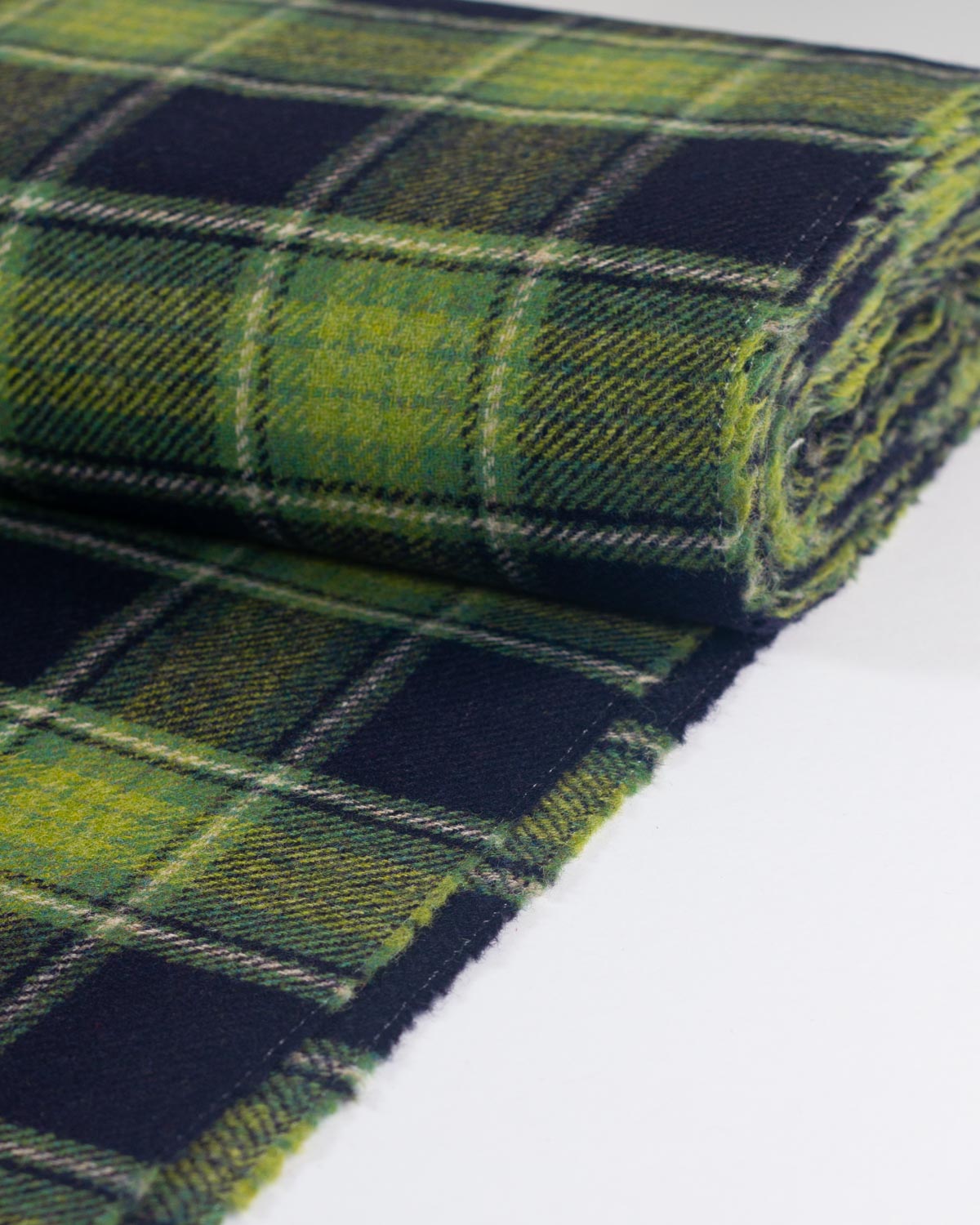 Pure Wool Tweed Fabric - Peridot Plaid