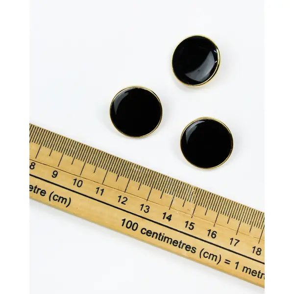 Button - Enamelled Black - 28mm – view 2 – Truro Fabrics