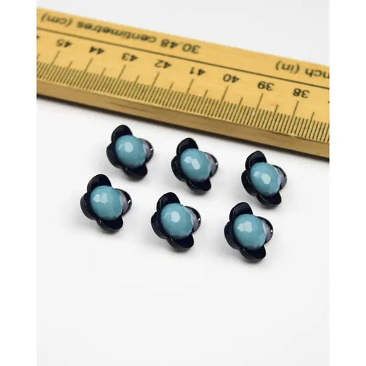 Button - Orla Flower Blue - 12mm – view 2 – Truro Fabrics
