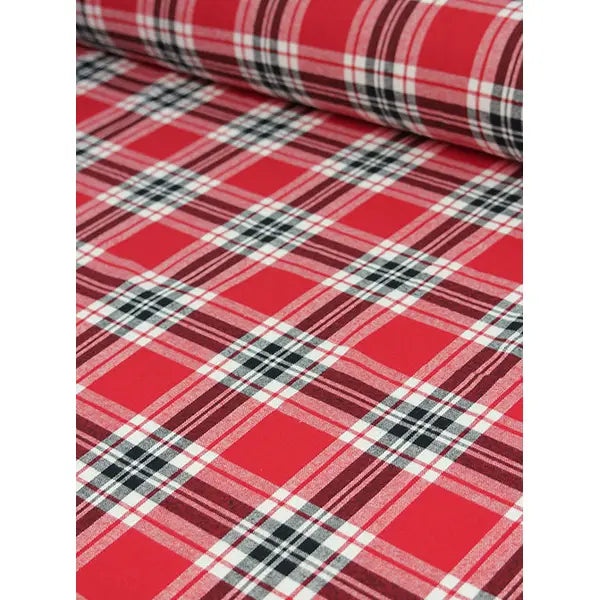 Brushed Cotton Flannel Fabric - Fireside Plaid Red – view 5 – Truro Fabrics