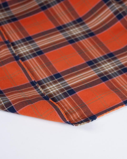 Brushed Cotton Twill Fabric - Orangewood Plaid