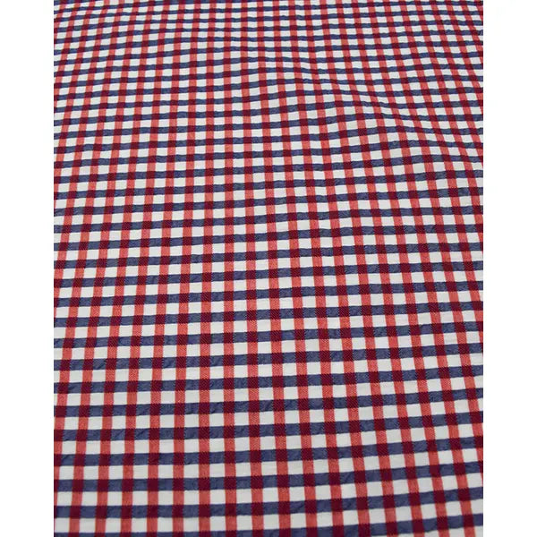 Bubble Gingham Cotton Seersucker Fabric - Red & Navy – view 4 – Truro Fabrics