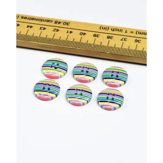 Button - Stripey Circle - Allsorts - 18mm – view 2 – Truro Fabrics