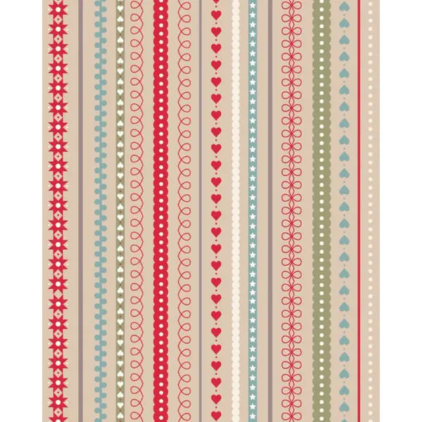 Christmas Patchwork Fabric - Gingerbread Season - Festive Stripes Butterscotch – Truro Fabrics