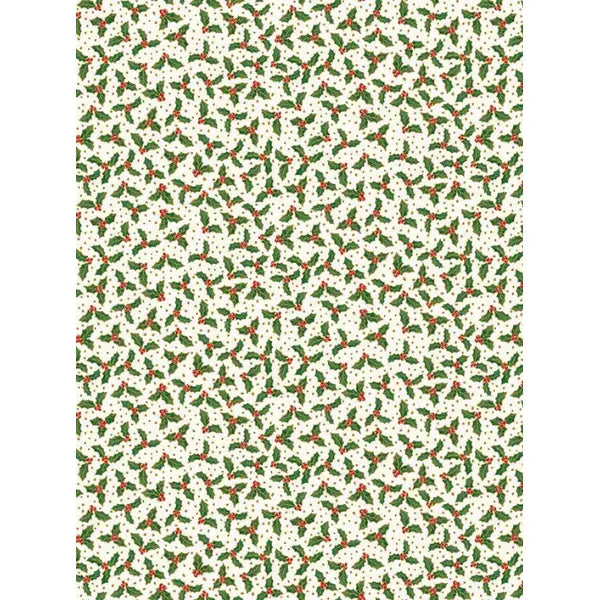 Christmas Patchwork Fabric - Jolly St Nick - Holly Berry Cream – Truro Fabrics