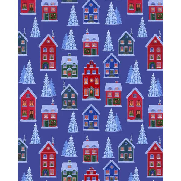 Christmas Patchwork Cotton Fabric - Tomten's Village - Blue – Truro Fabrics