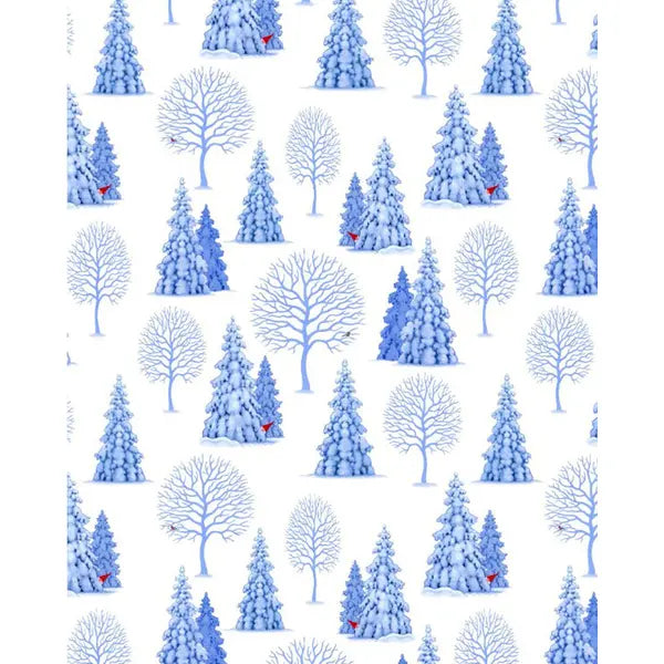 Christmas Patchwork Cotton Fabric - Tomten's Village - Tomten Trees White – Truro Fabrics