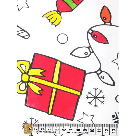 Colour-In Cotton Fabric - Christmas Time – view 2 – Truro Fabrics