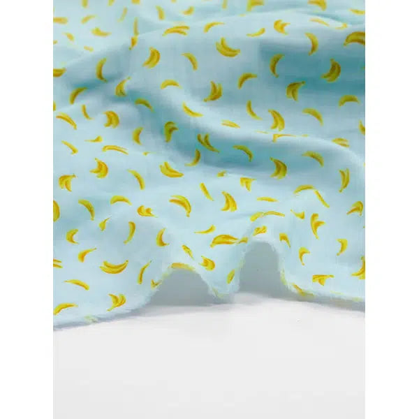 Cotton Double Gauze Fabric - Banana Bonbon Sky – view 5 – Truro Fabrics