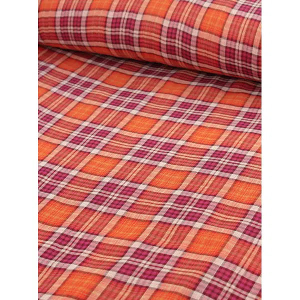 Cotton Double Gauze Fabric - Carnelian Plaid – view 6 – Truro Fabrics