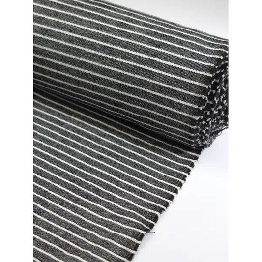 Cotton Linen Fabric - Salt & Pepper Stripe – view 2 – Truro Fabrics